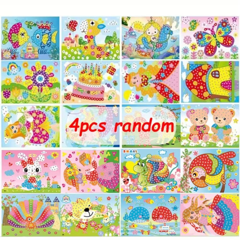 4-Pack Cartoon Diamond Painting Kits | Kids DIY Mosaic Sticker Art Set